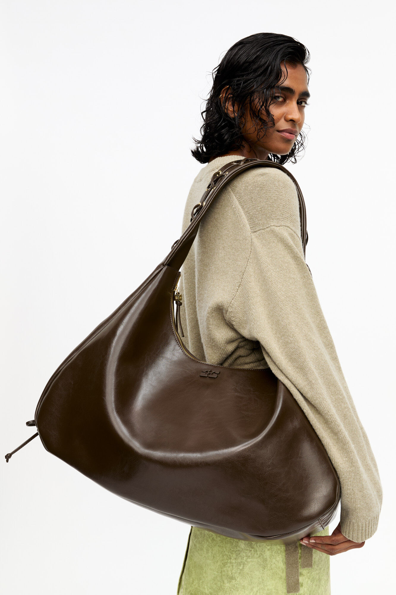 DARK-OLIVE XXL HOBO BAG - 8