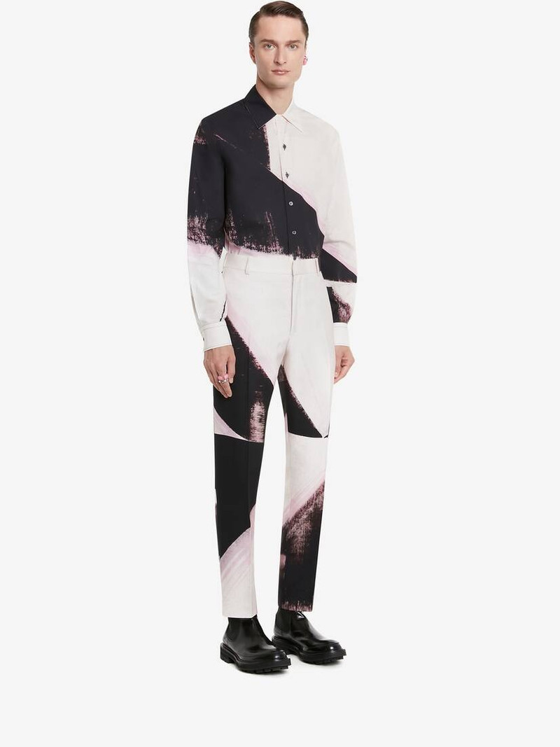 Men's Brushstroke Shirt in Pink/white/black 3