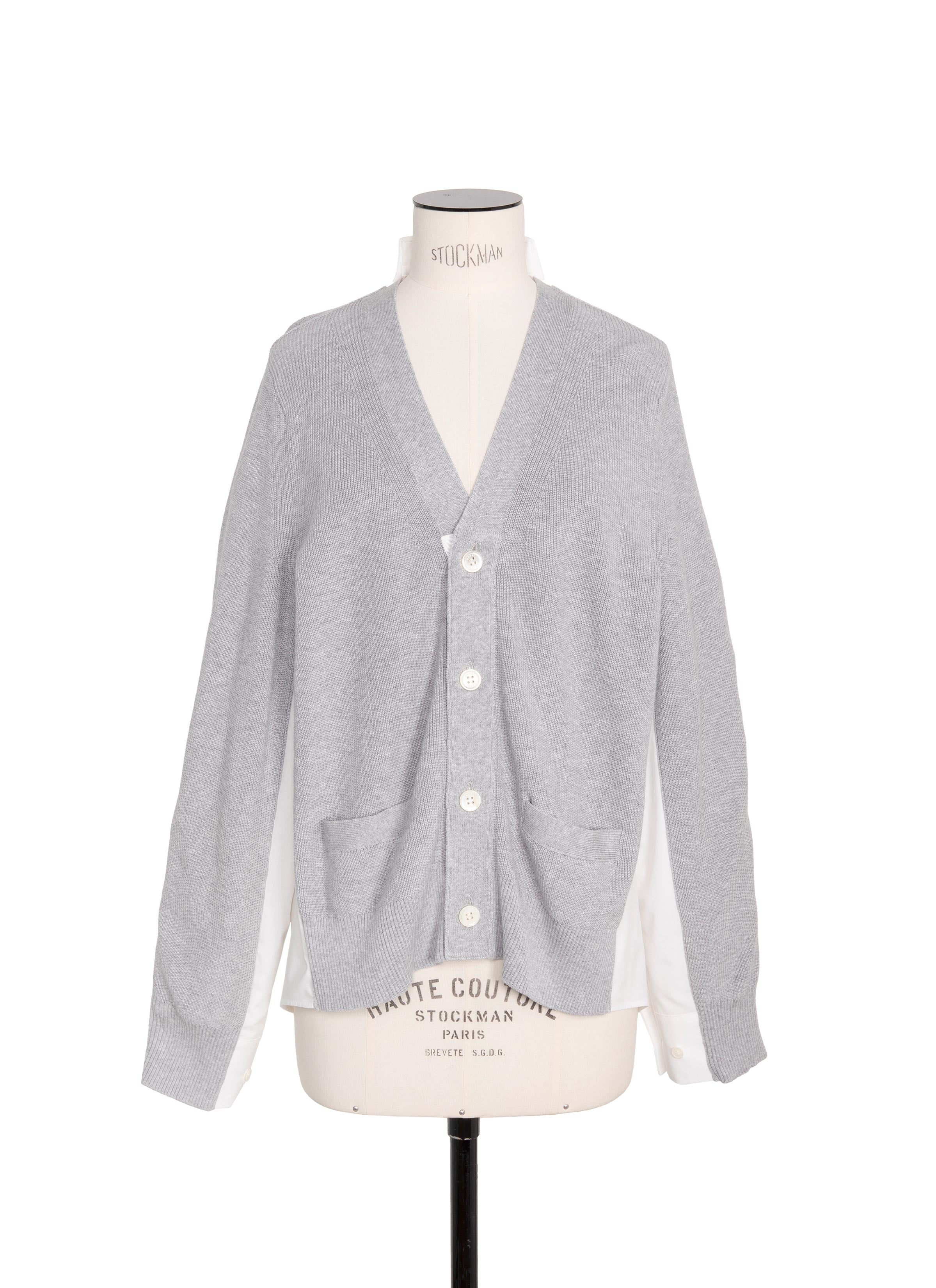 Cotton Knit x Cotton Poplin Cardigan - 2