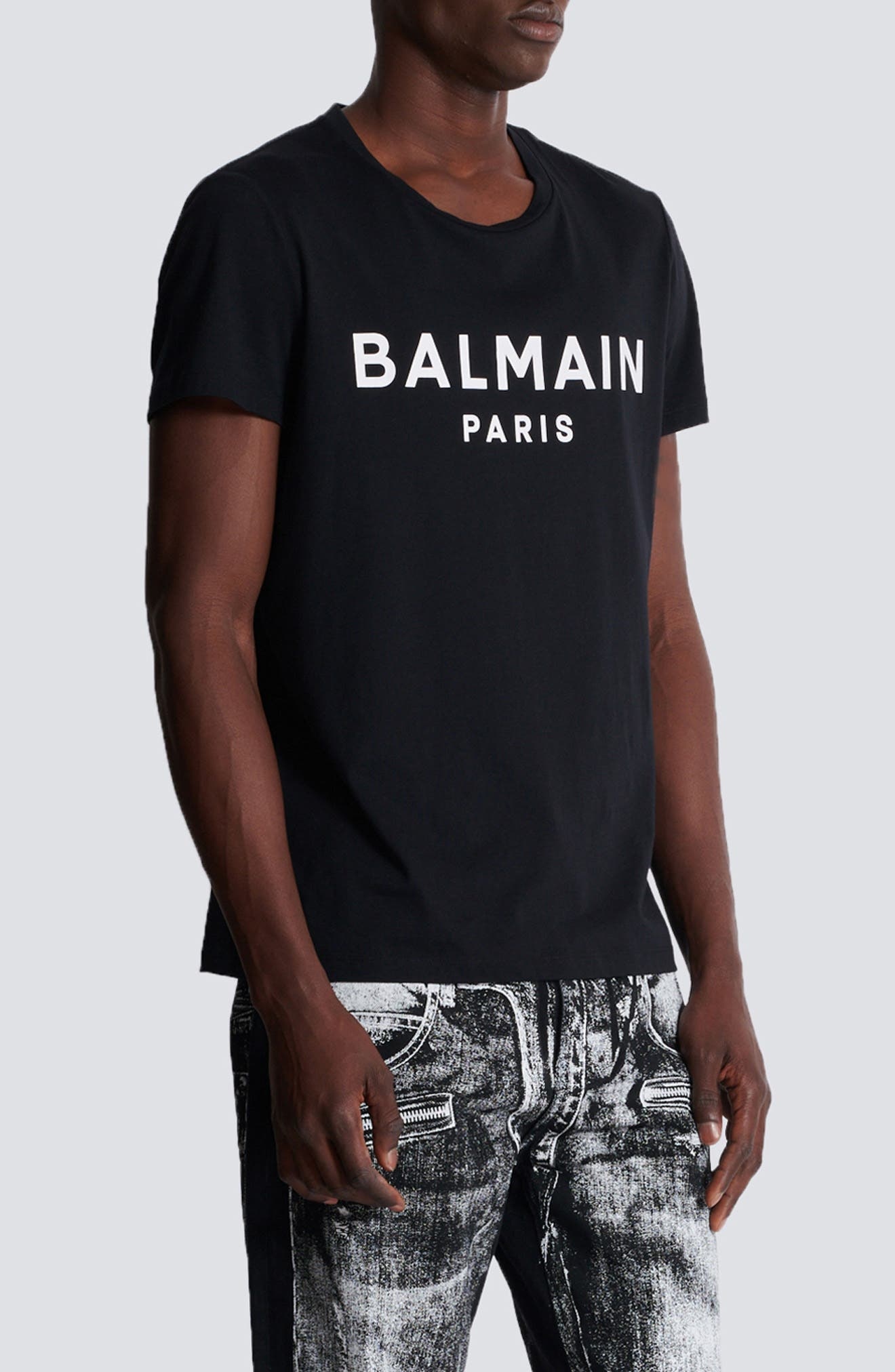 Balmain Logo Graphic T-Shirt in Eab Black/White at Nordstrom - 3