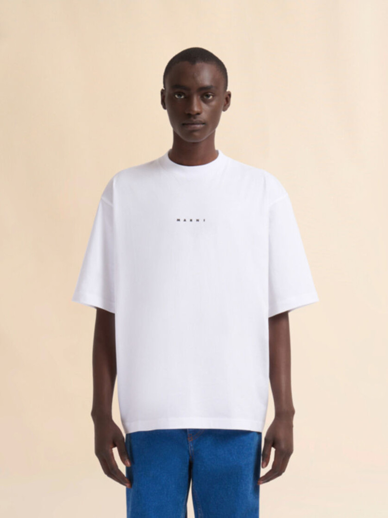 Marni WHITE JERSEY LOGO PRINT T-SHIRT outlook