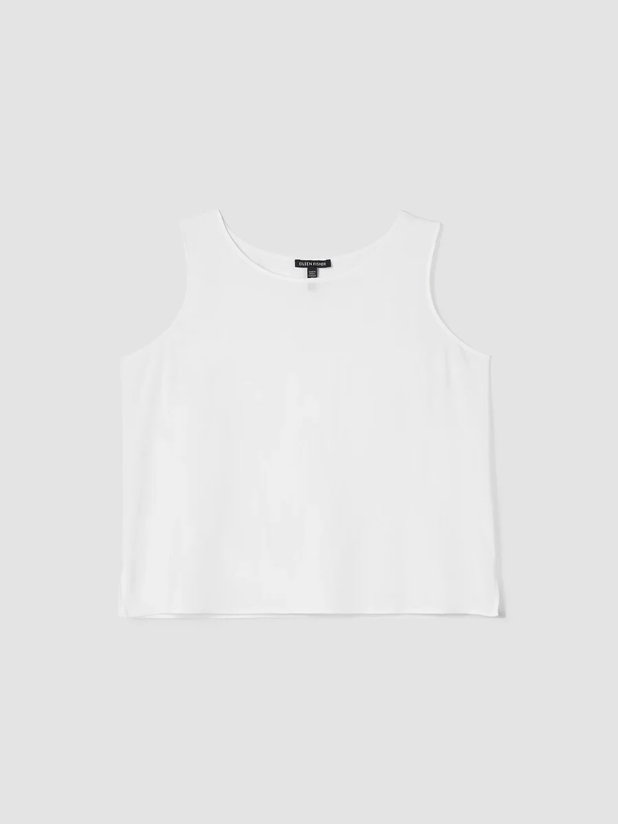 Silk Georgette Crepe Ballet Neck Tank - 1