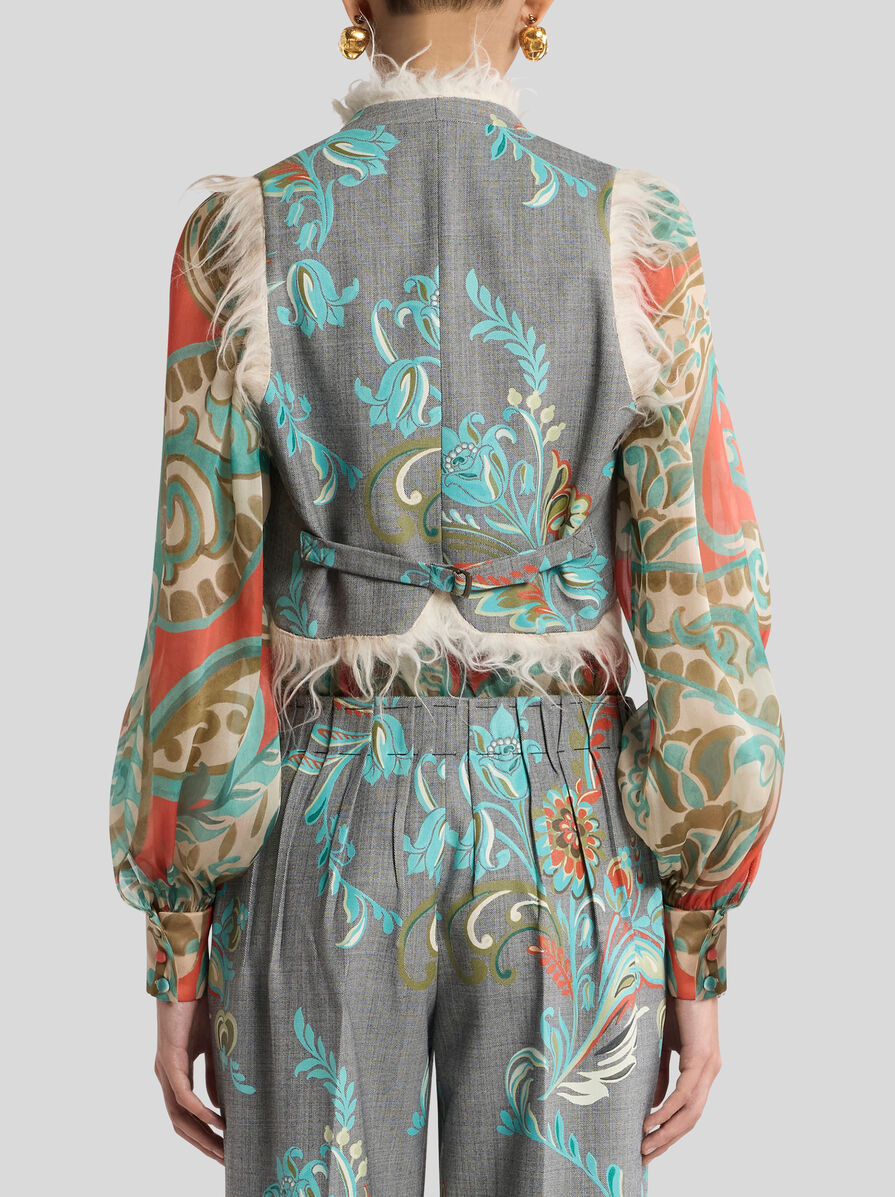 CROPPED WOOL-BLEND WAISTCOAT WITH DAFFODIL PRINT - 5