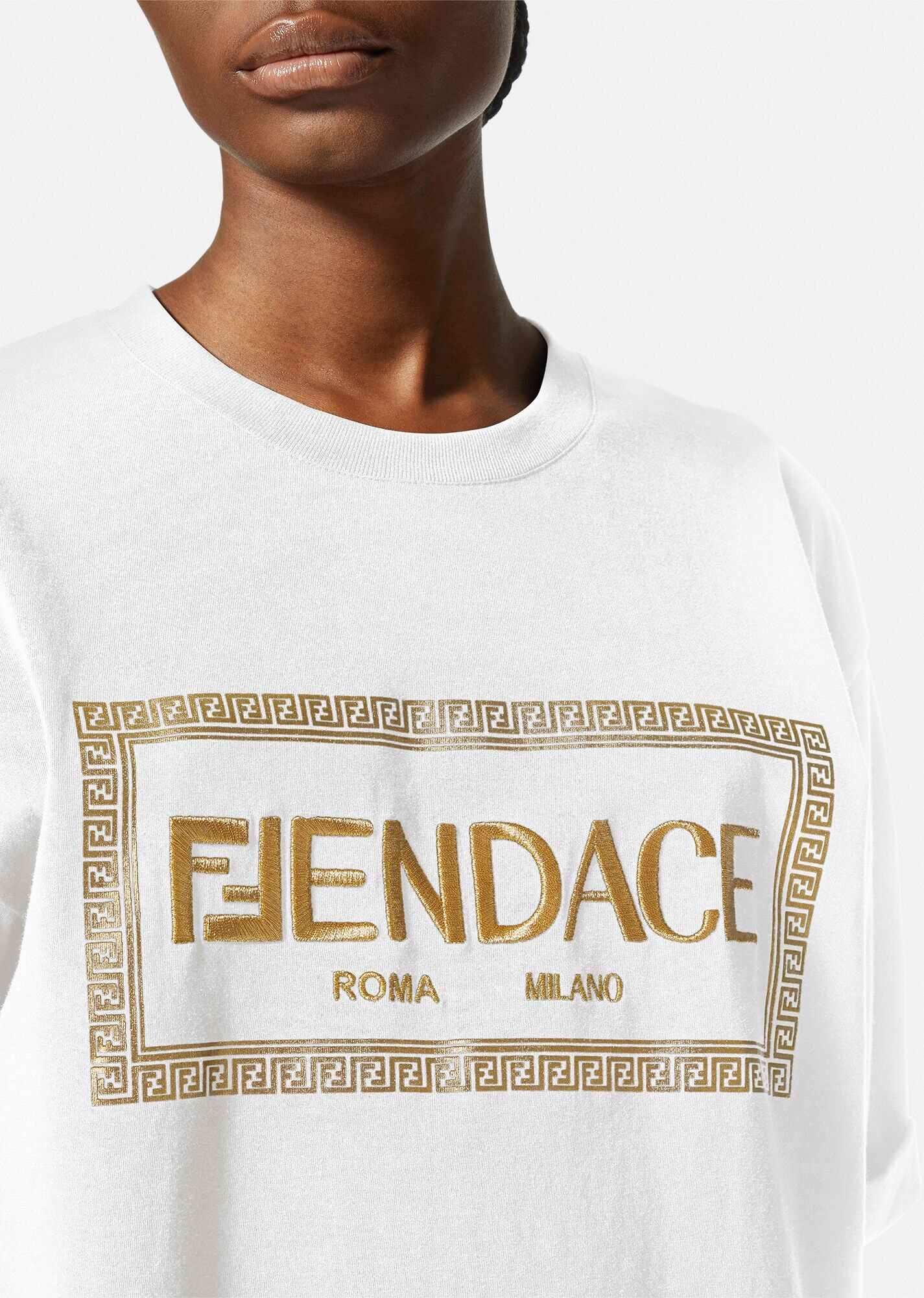 FENDACE Tシャツ ホワイト 希少サイズXL FENDI×VERSACE FENDACE Fendi x Versace logo Tshits XL for men rare #5 | eBay