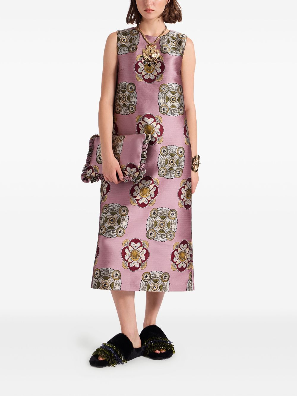 floral-print sleeveless midi dress - 2