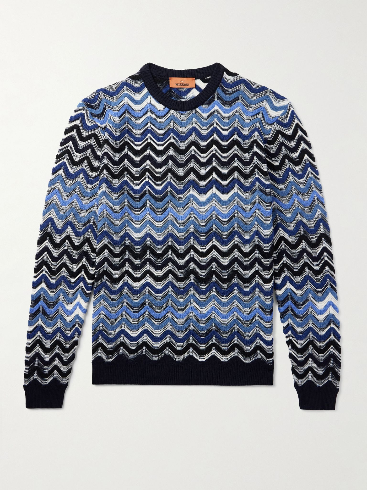 Slim-Fit Striped Wool Sweater Blue - 1