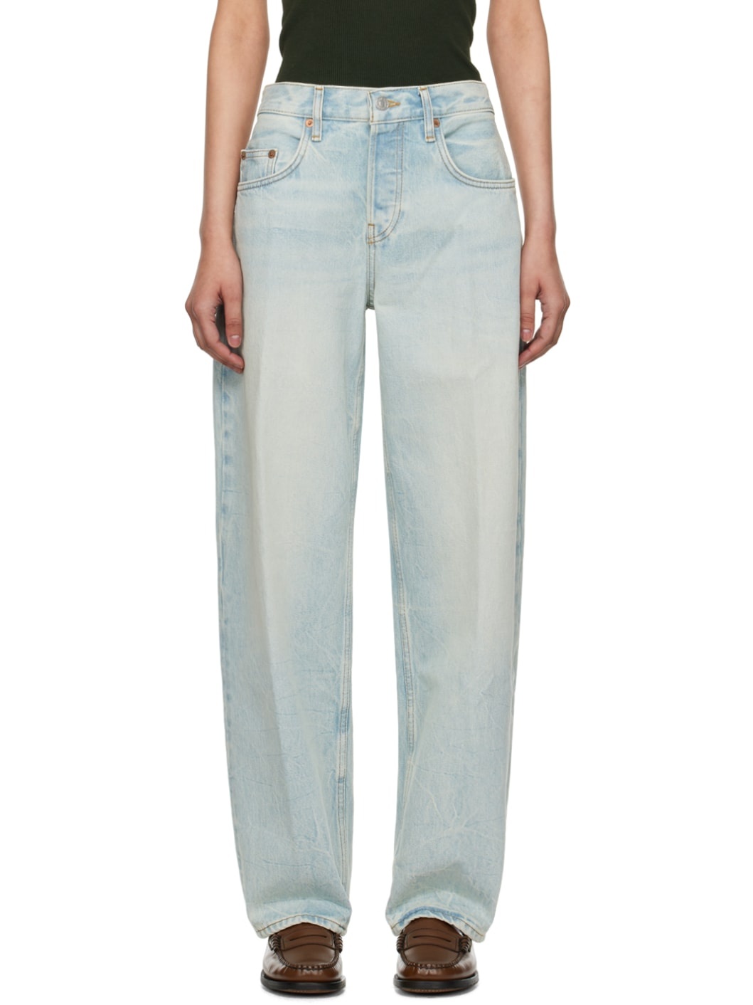 Blue Wide Taper Jeans - 1