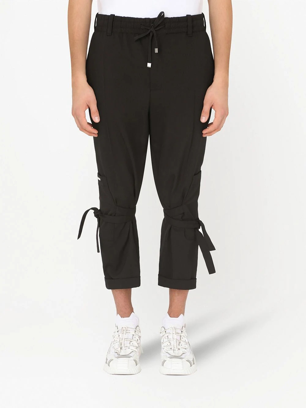 lace-up cropped jogging trousers - 3