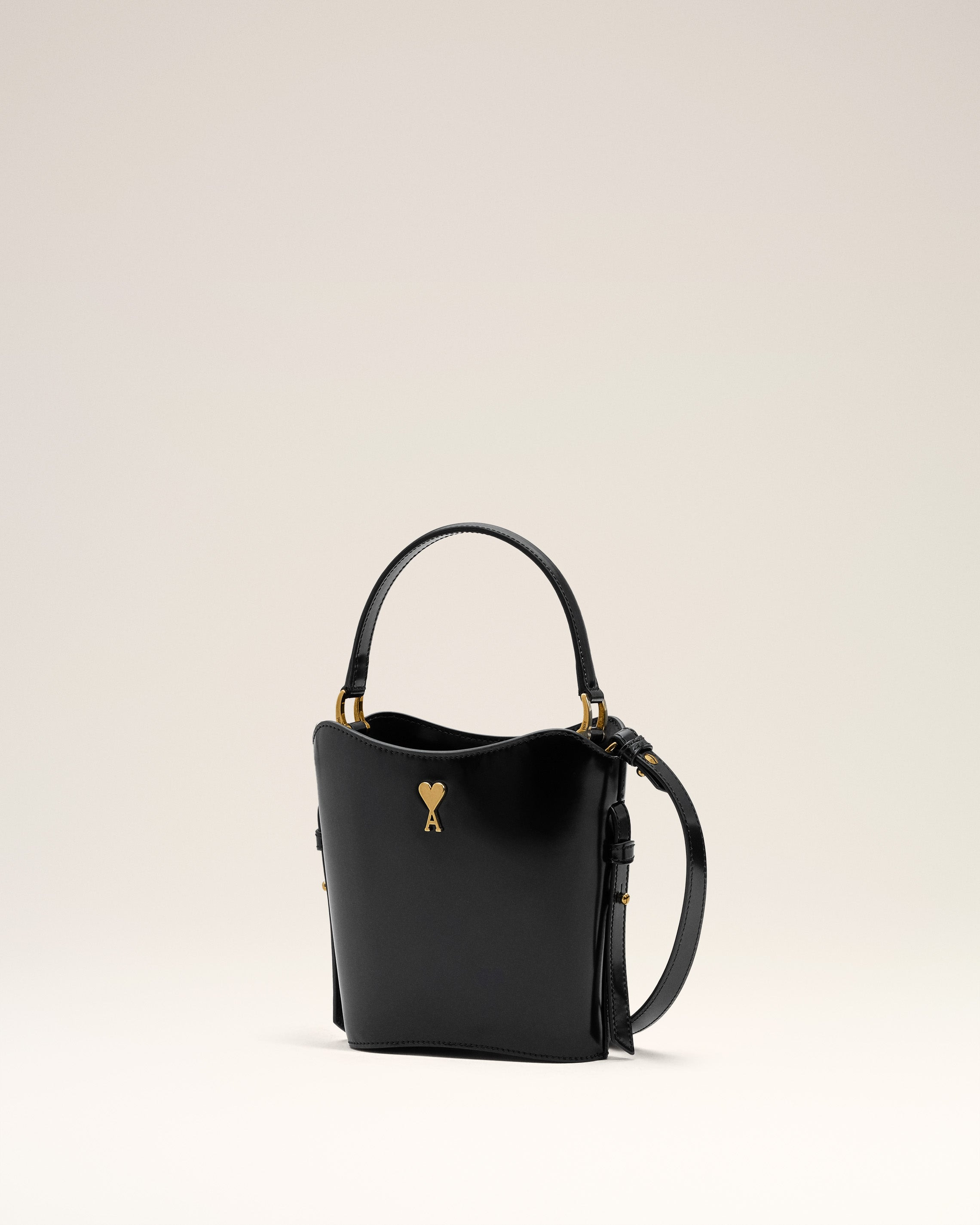 BLACK LEATHER MINI PARIS PARIS BUCKET BAG - 3