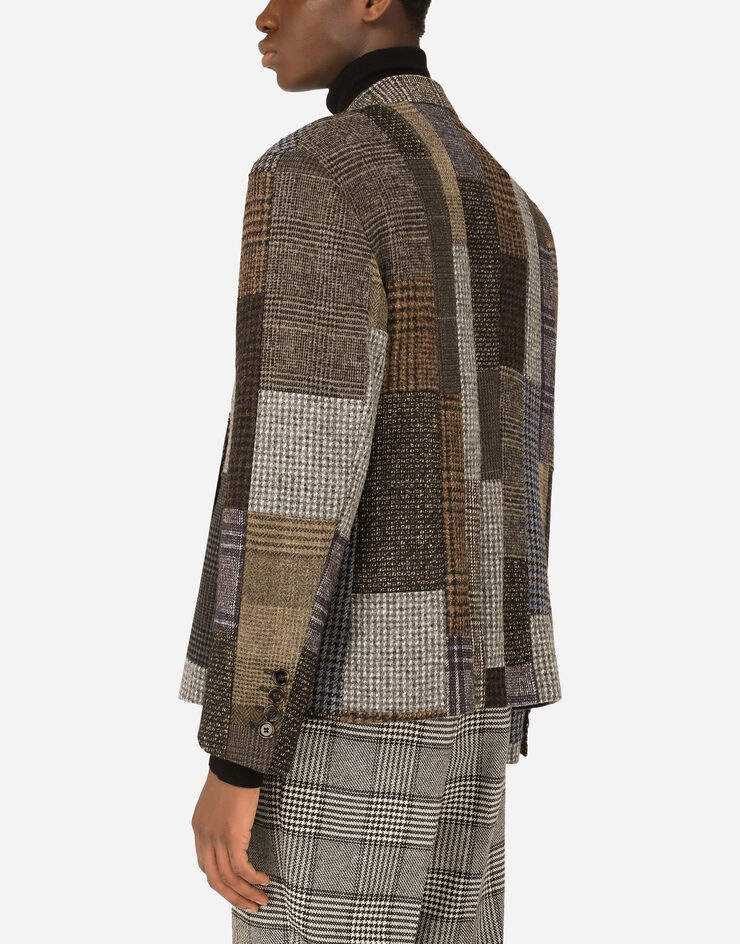 Double-breasted wool patchwork jacket - 5