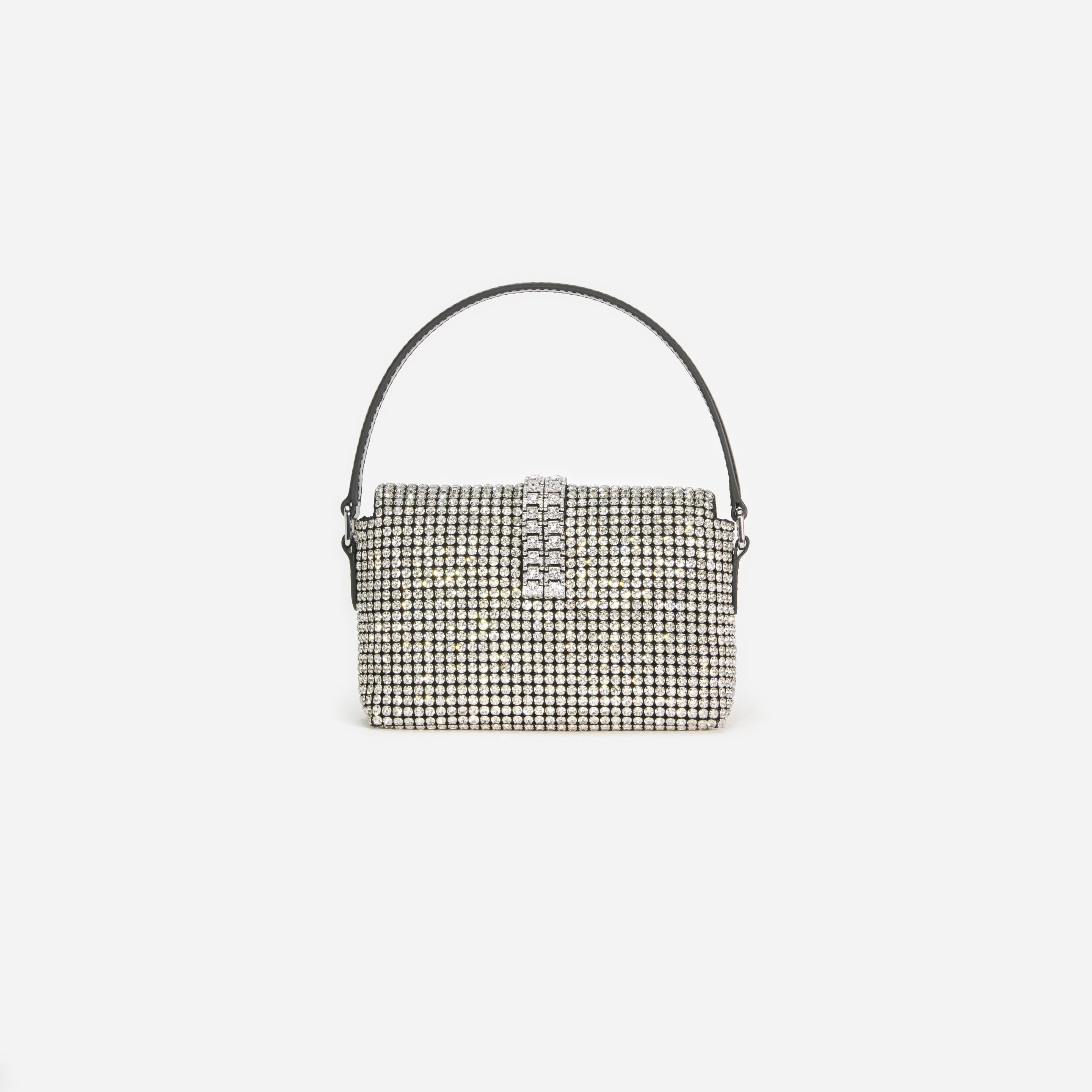 Silver Rhinestone Chainmail Micro Bag - 3