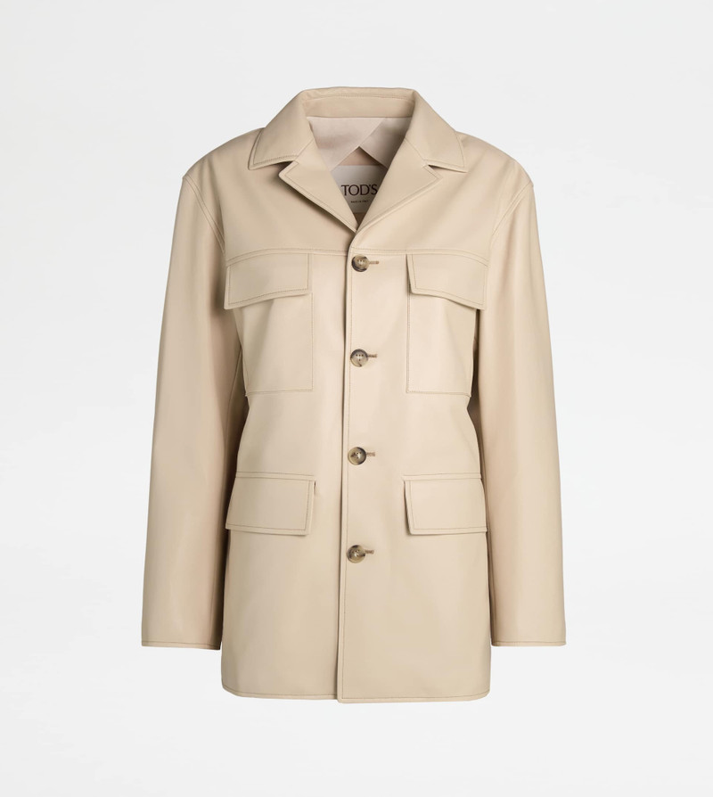 SAFARI JACKET IN LEATHER - OFF WHITE 1