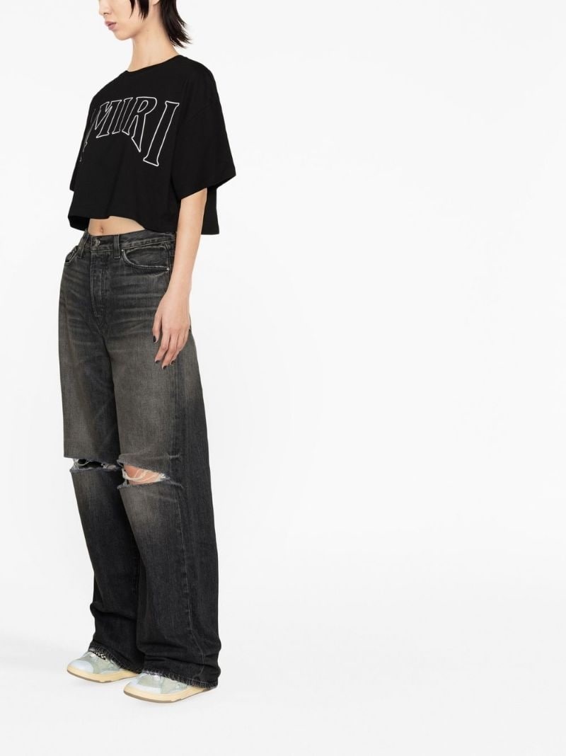 graphic logo-print cropped T-shirt - 4