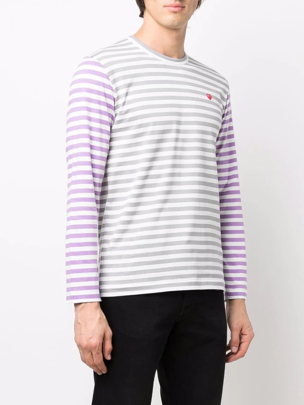 logo-embroidered striped T-shirt - 3