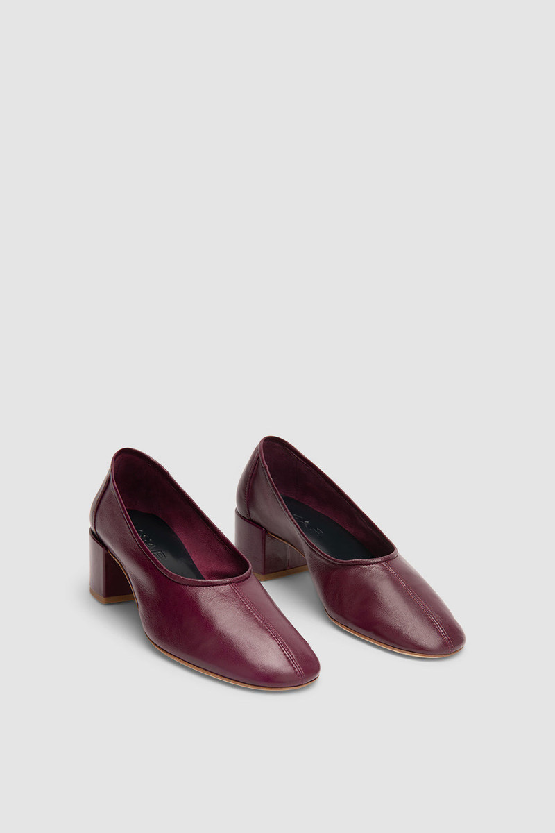 BY FAR Prudence 45 Raisin Creased Leather Pump outlook