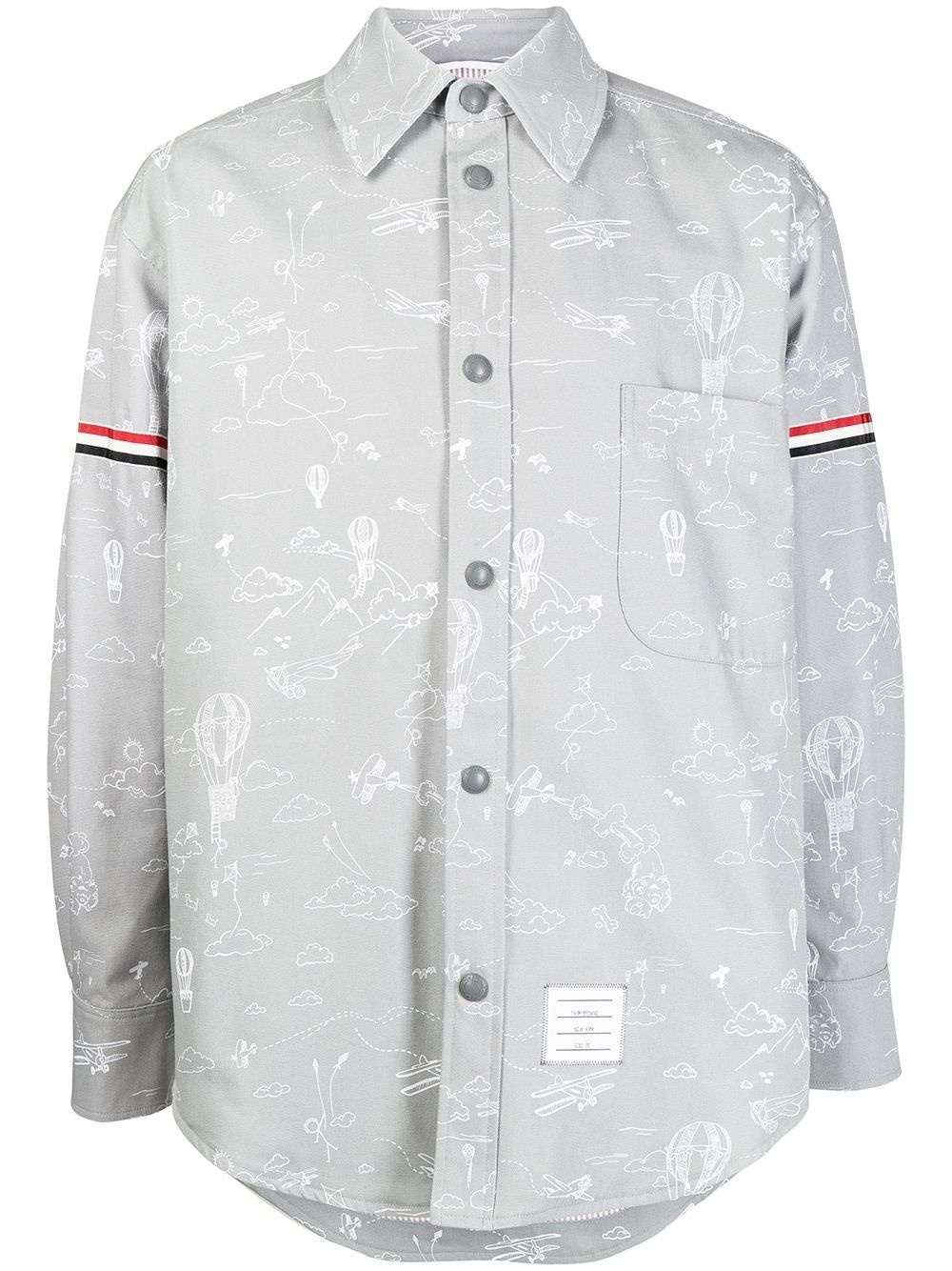 sky motif RWB stripe overshirt - 1