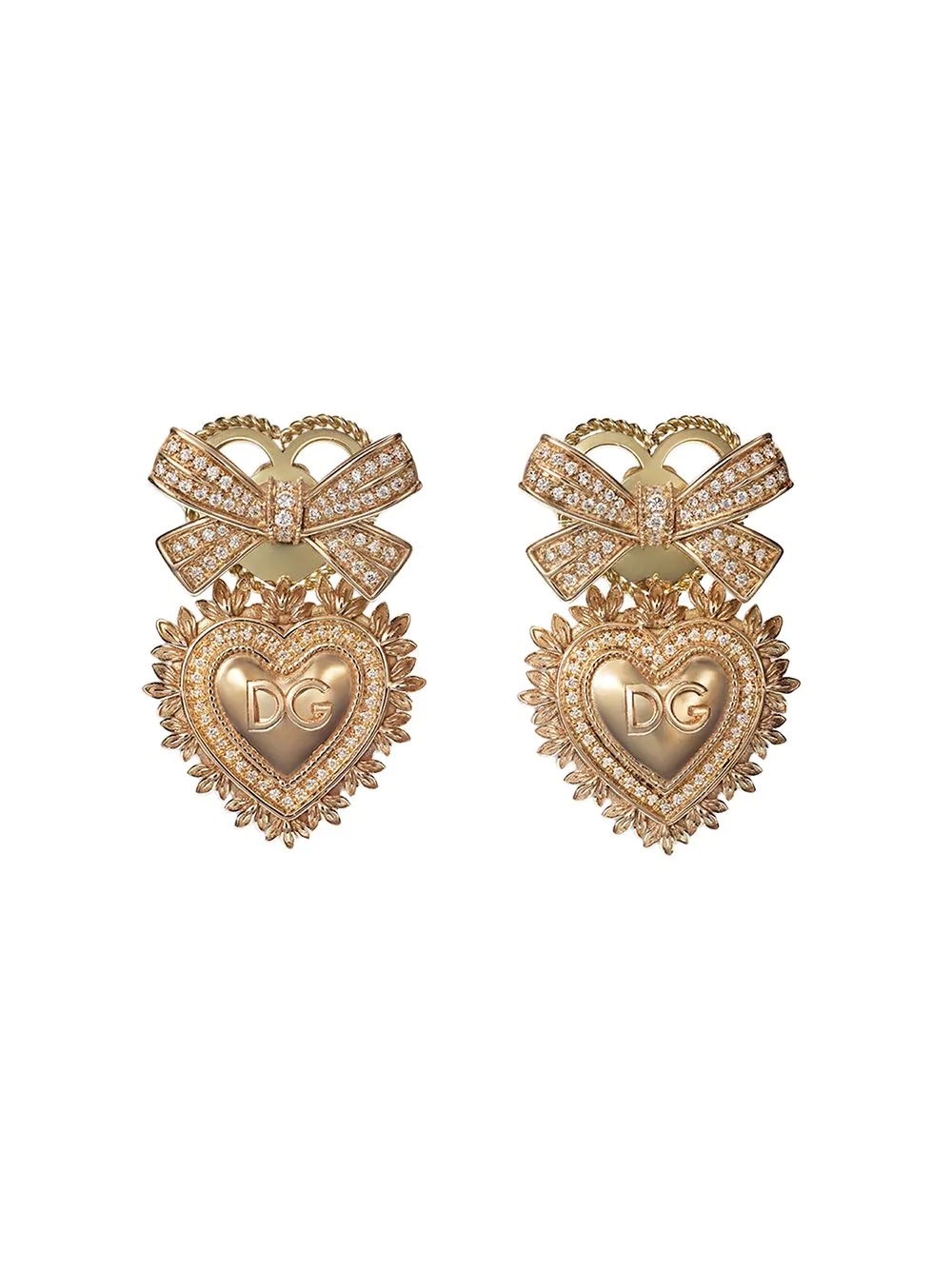 18kt yellow gold diamond Devotion earrings - 1