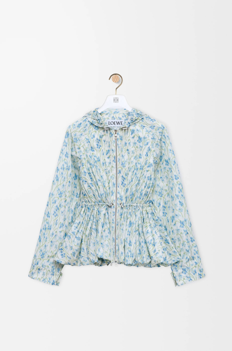 Hhooded jacket in silk blend taffeta 1