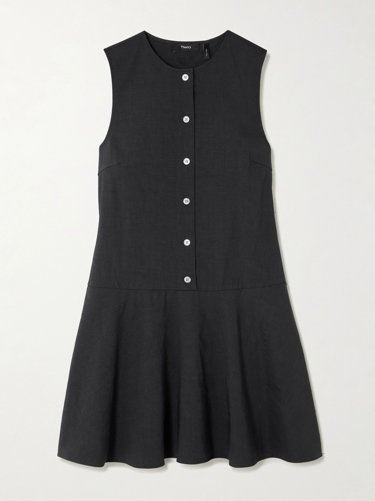 Linen-blend mini dress Black - 1