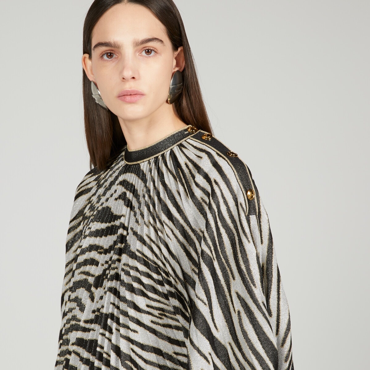 Viscose lamé pleated dress - 3