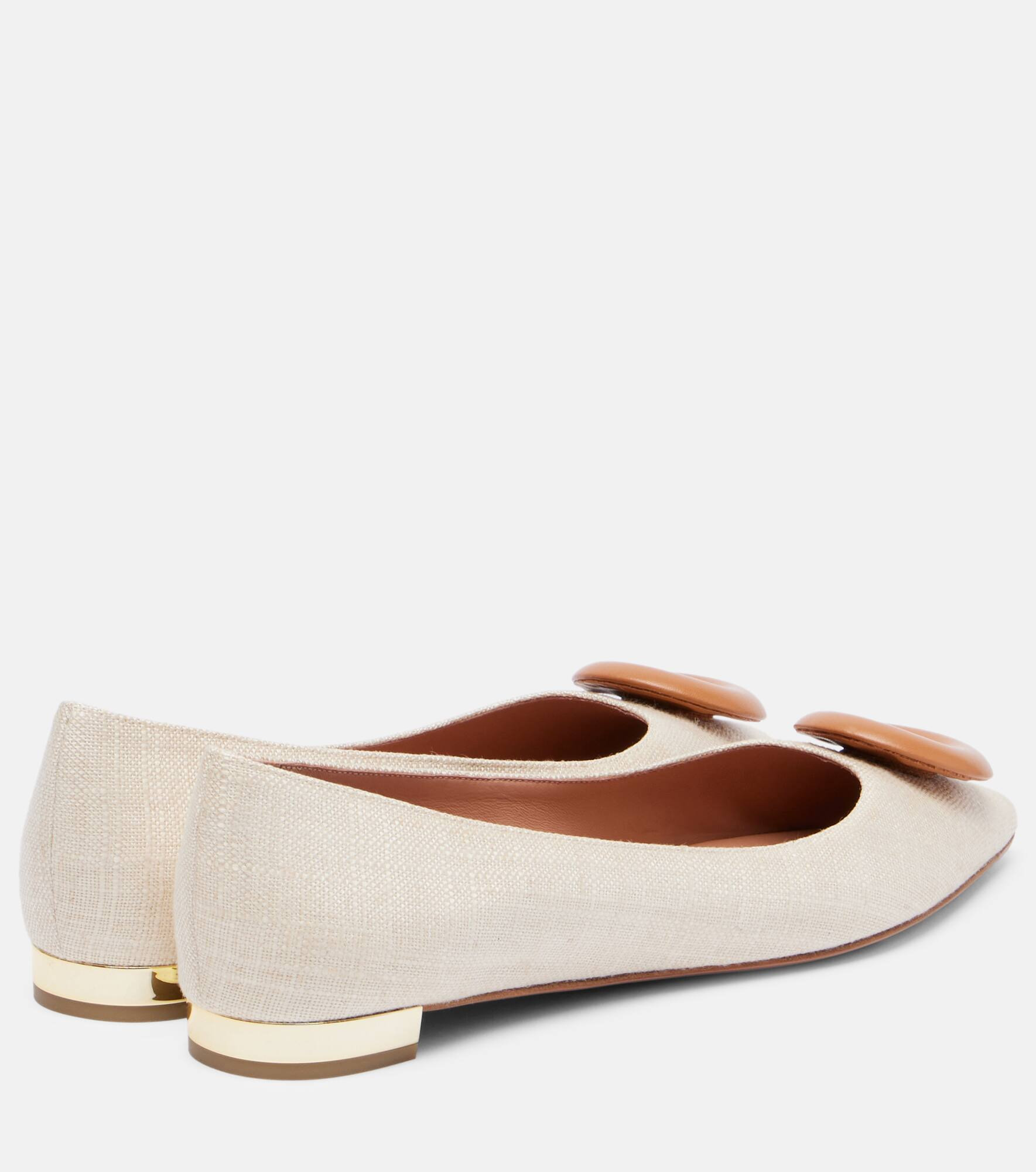 Hoop leather-trimmed ballet flats - 2