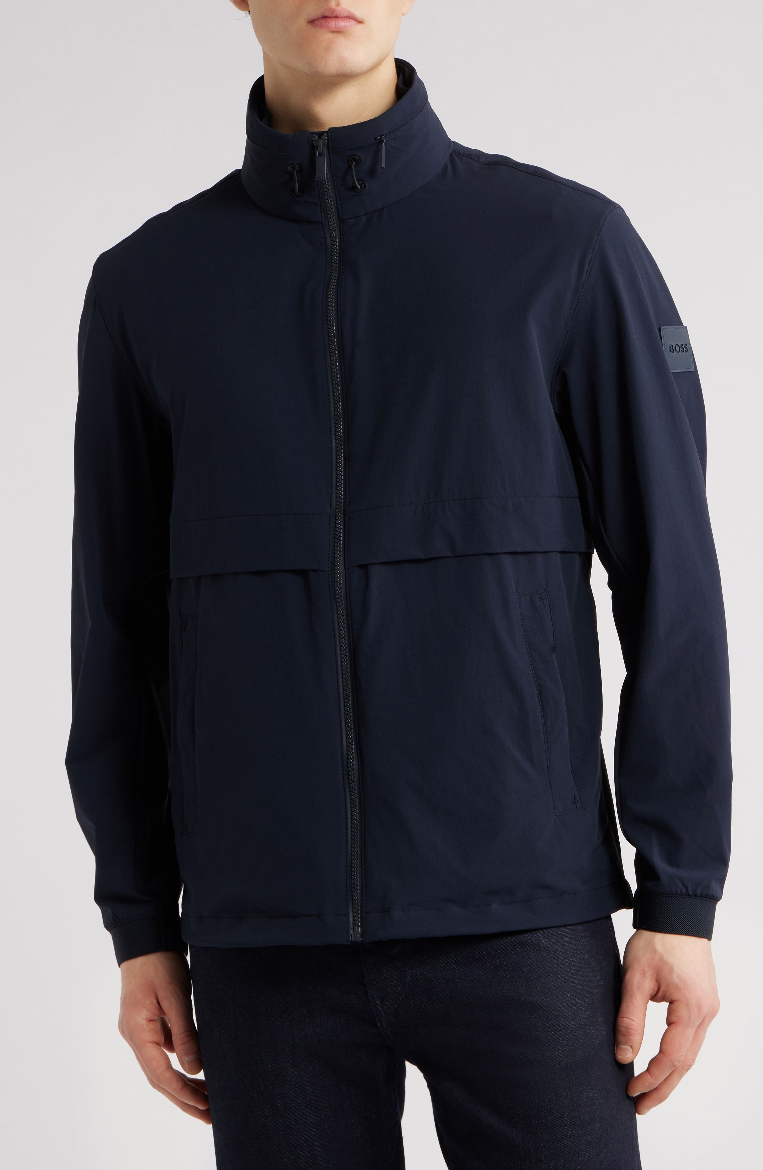 BOSS Caldar Hooded Zip-Up Jacket in Dark Blue at Nordstrom - 4