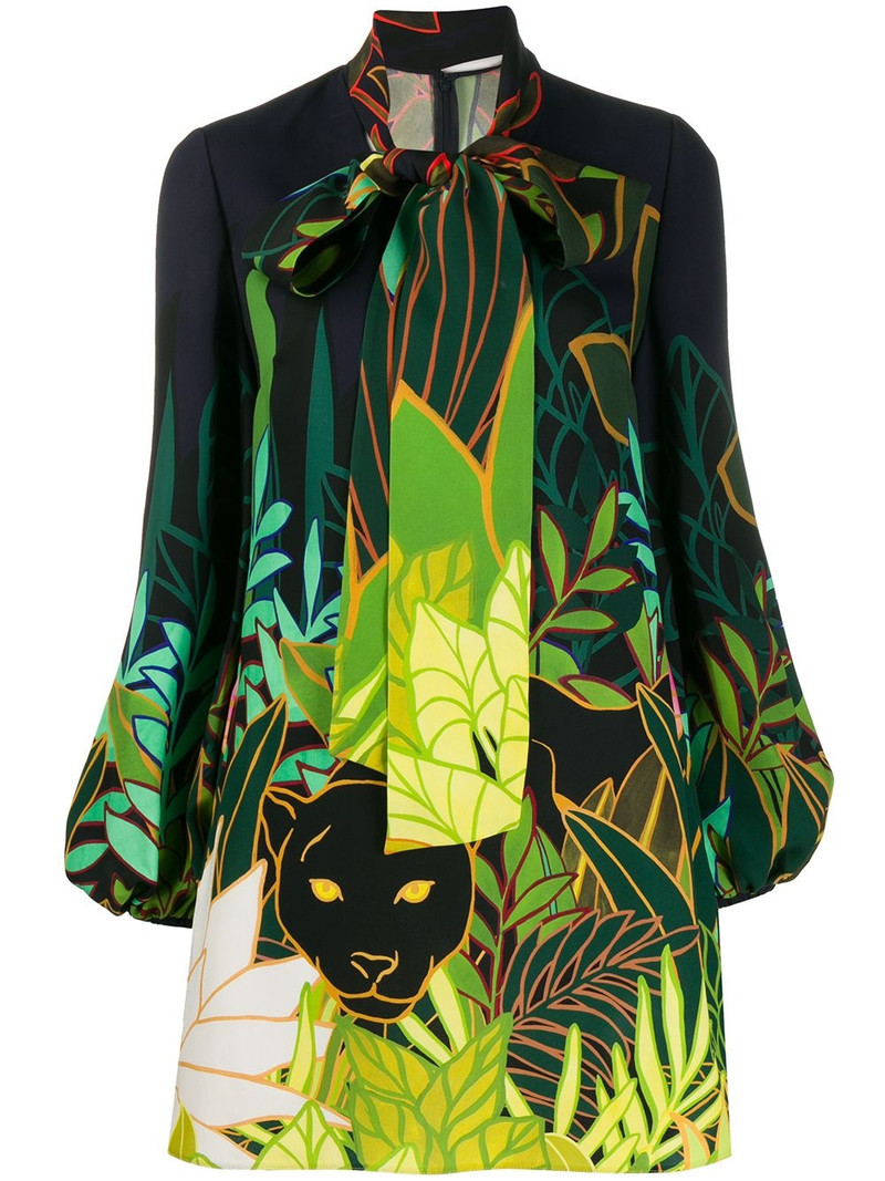 Panther in the Jungle bow collar dress 1