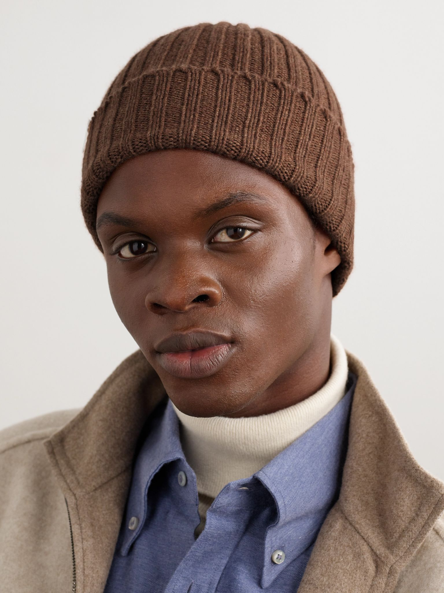 Ribbed Cashmere Beanie Brown - 2