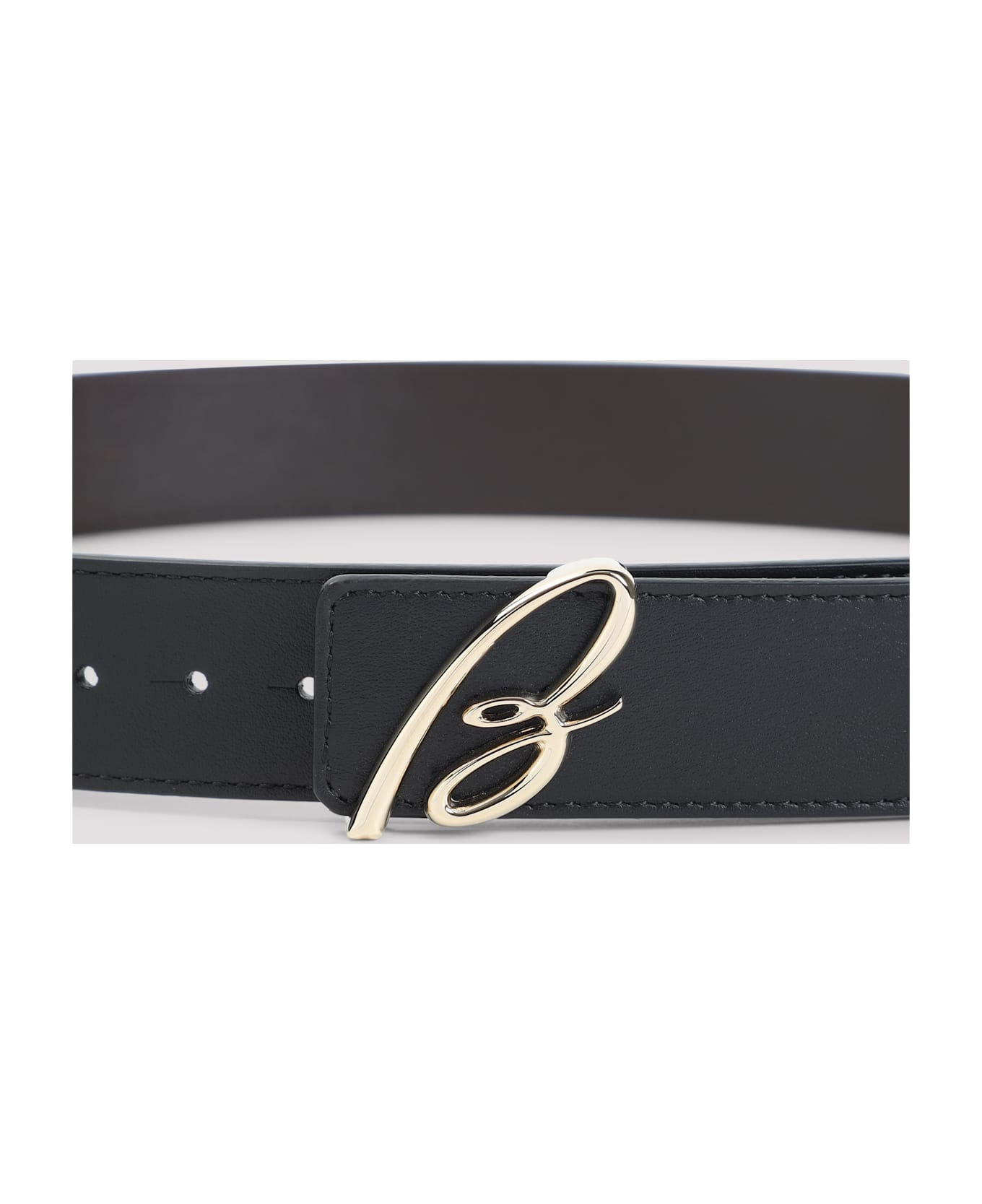 B Logo Reversible Leather Belt - 4