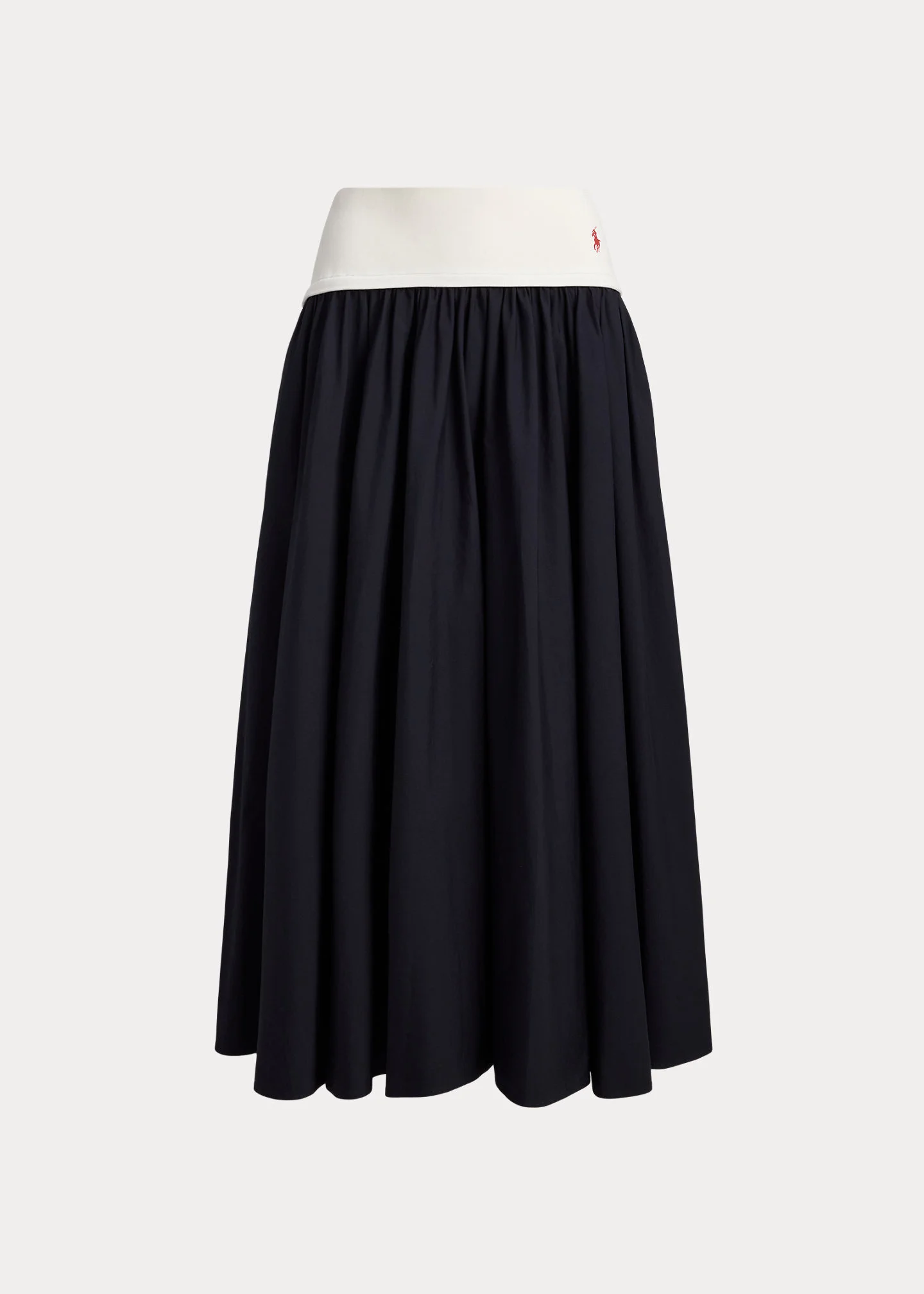 Contrast-Waistband A-Line Skirt - 1