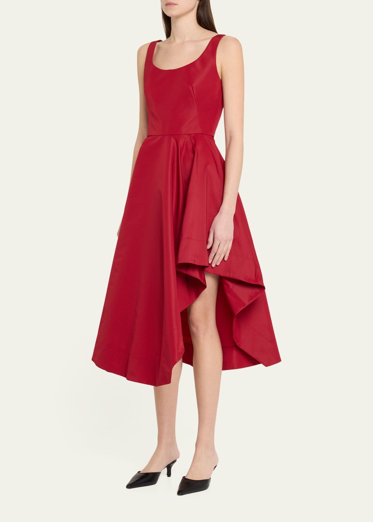 Scoop-Neck Asymmetric Midi Dress - 4
