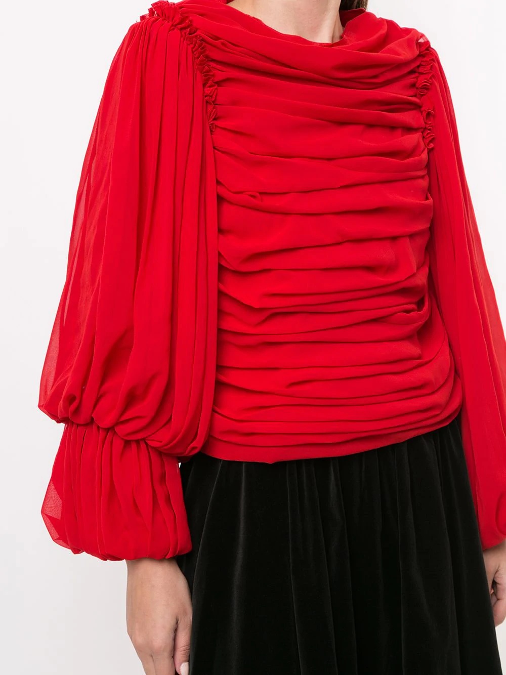 draped long-sleeved blouse - 5