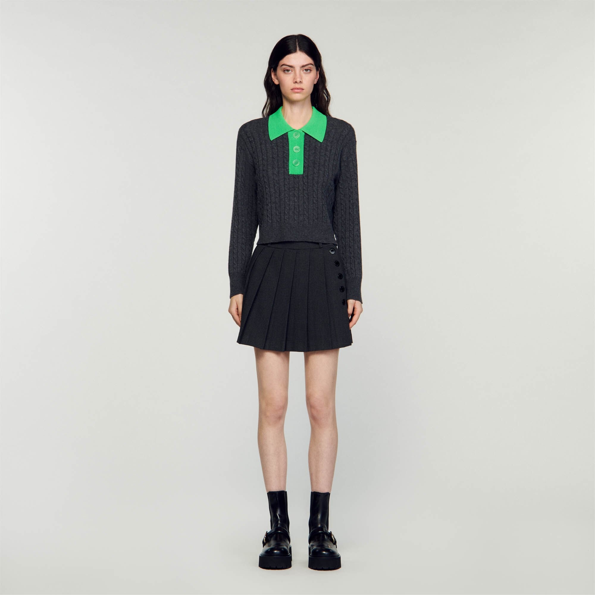 CROPPED CABLE-KNIT SWEATER - 3