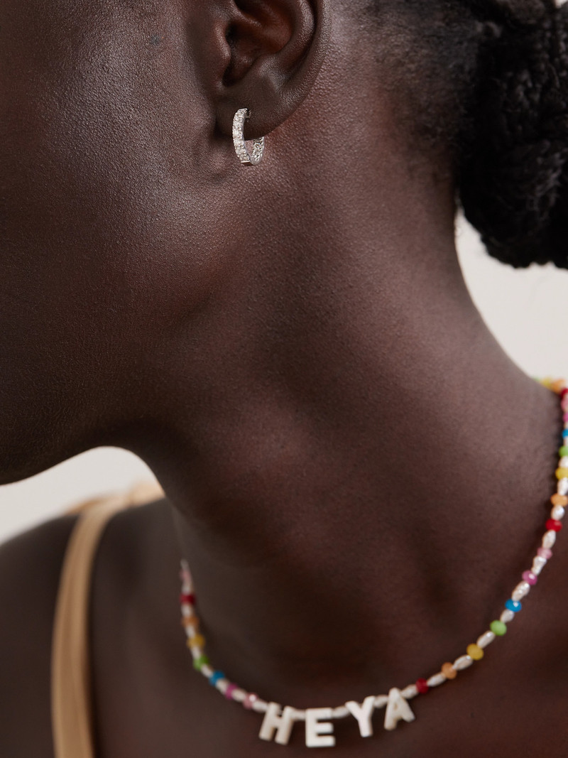 ROXANNE FIRST Mega Smallest 14-karat White Gold Diamond Hoop Earrings outlook