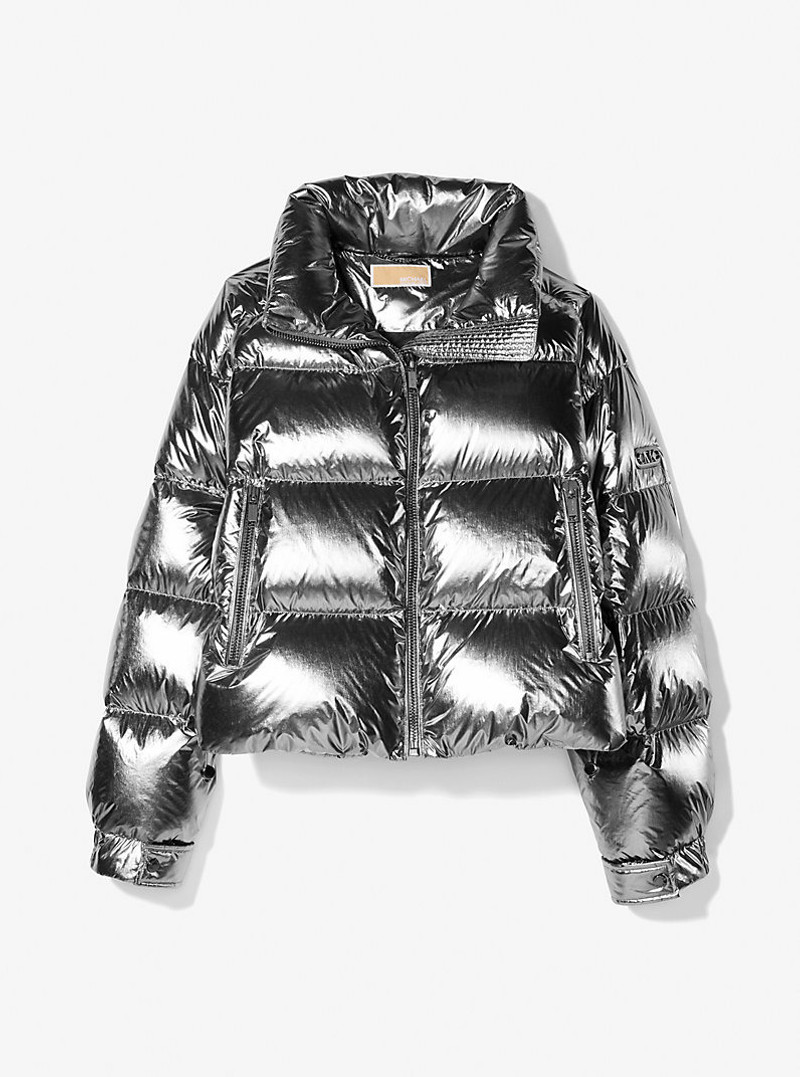Metallic Nylon Ciré Puffer Jacket 3