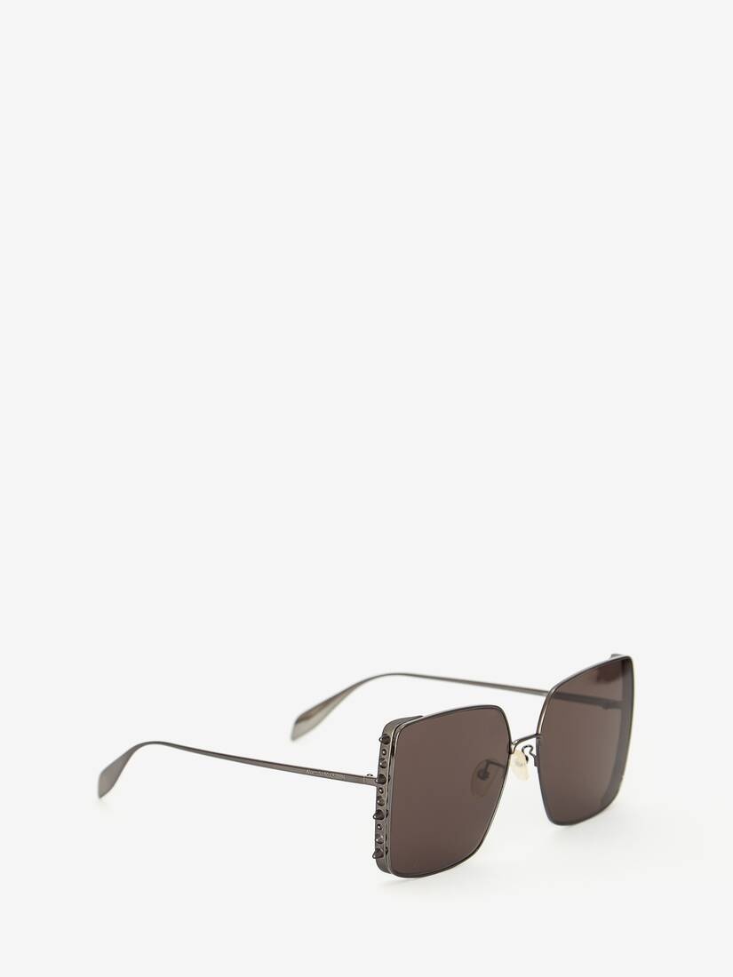 Punk Stud Square Sunglasses in Ruthenium - 3