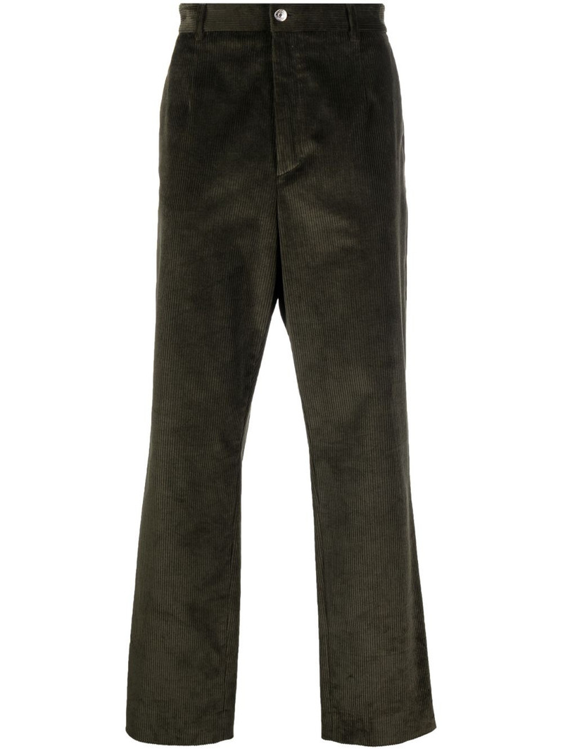 logo-embroidered corduroy trousers 1