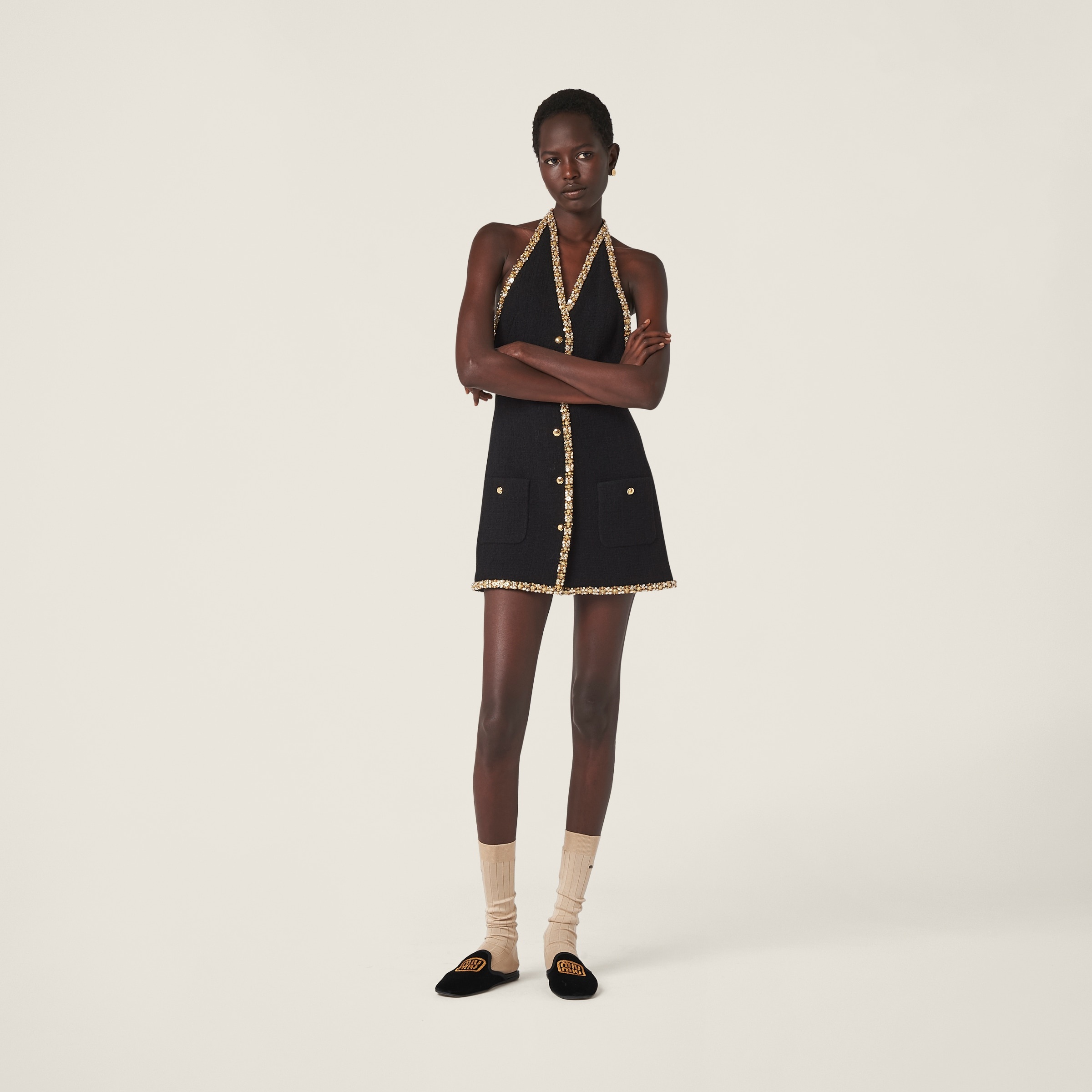 Embroidered tweed mini-dress - 2