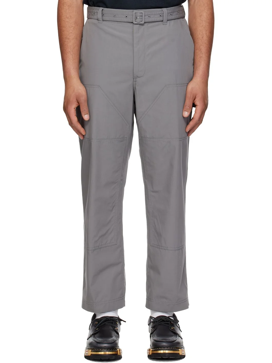 Gray Cotton Suiting Carpenter Trousers - 1