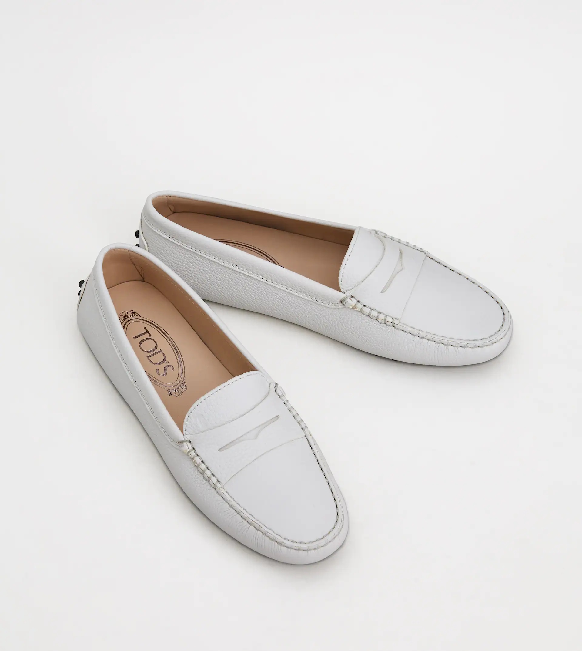 GOMMINO DRIVING SHOES IN LEATHER - WHITE - 3