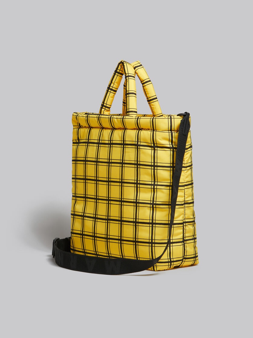 YELLOW CHECKED PUFF TOTE BAG - 3