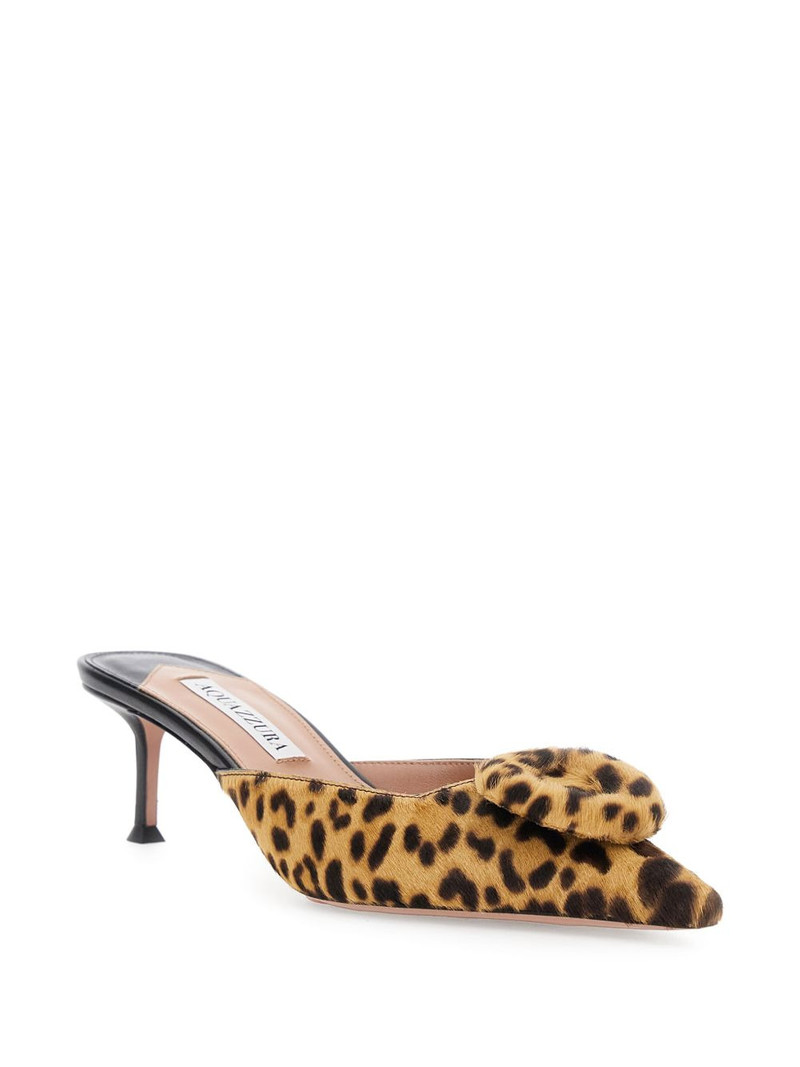 AQUAZZURA 50mm The Hoop leopard-print bow mules outlook
