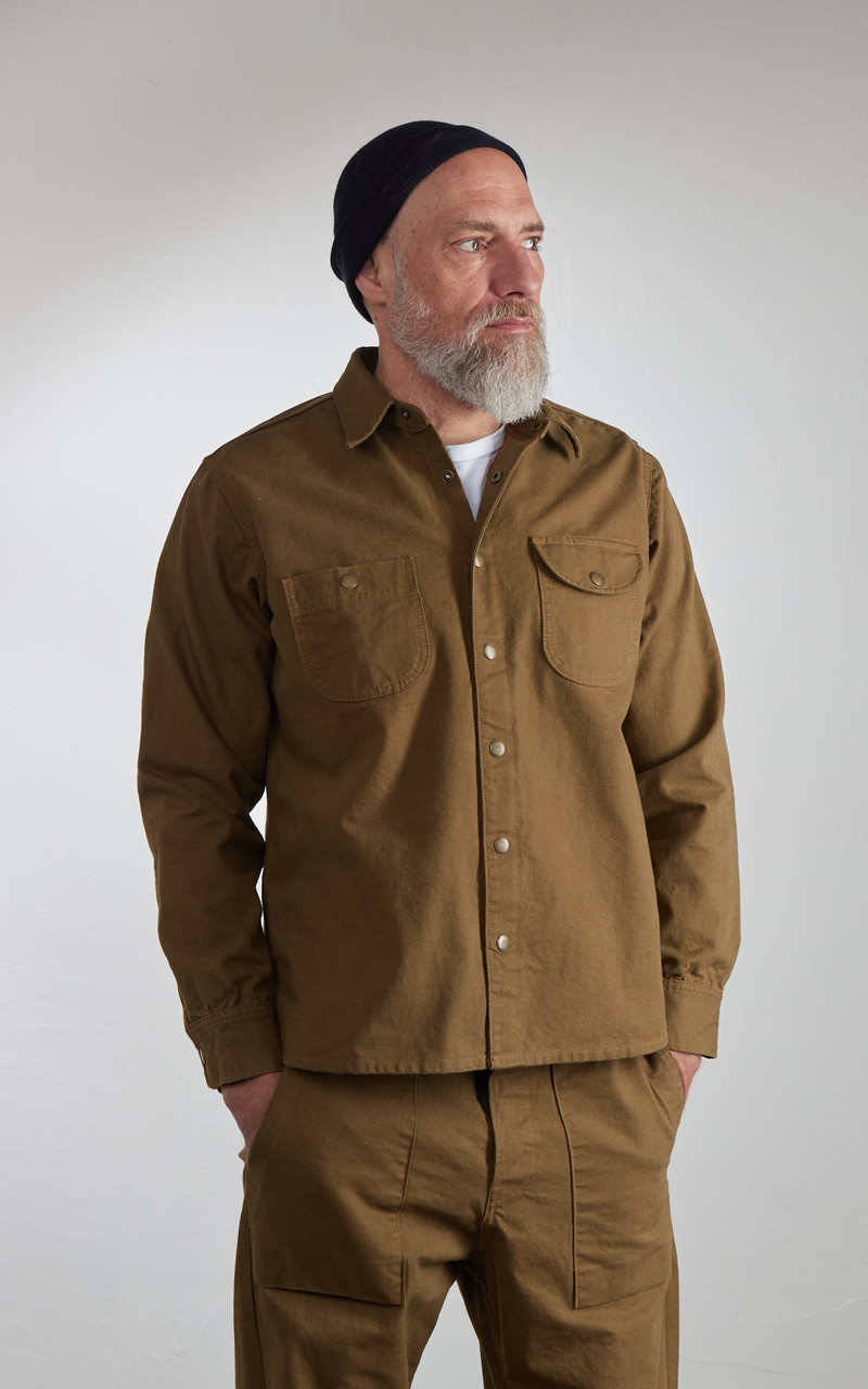 Rogue Territory ROGUE TERRITORY WORK SHIRT DYED CANVAS SELVEDGE GOLDEN BROWN outlook