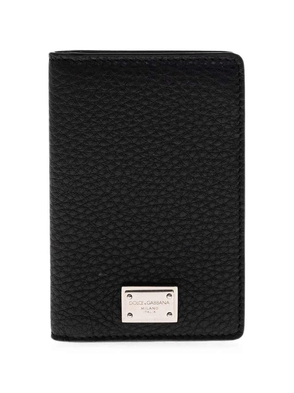 logo-plaque pebbled leather cardholder - 1