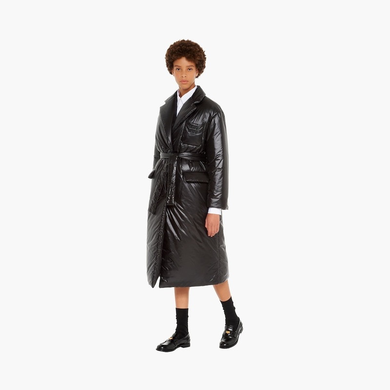 Belted nylon down coat 4