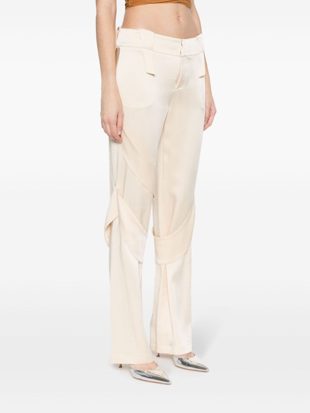 satin wide-leg cargo trousers - 3