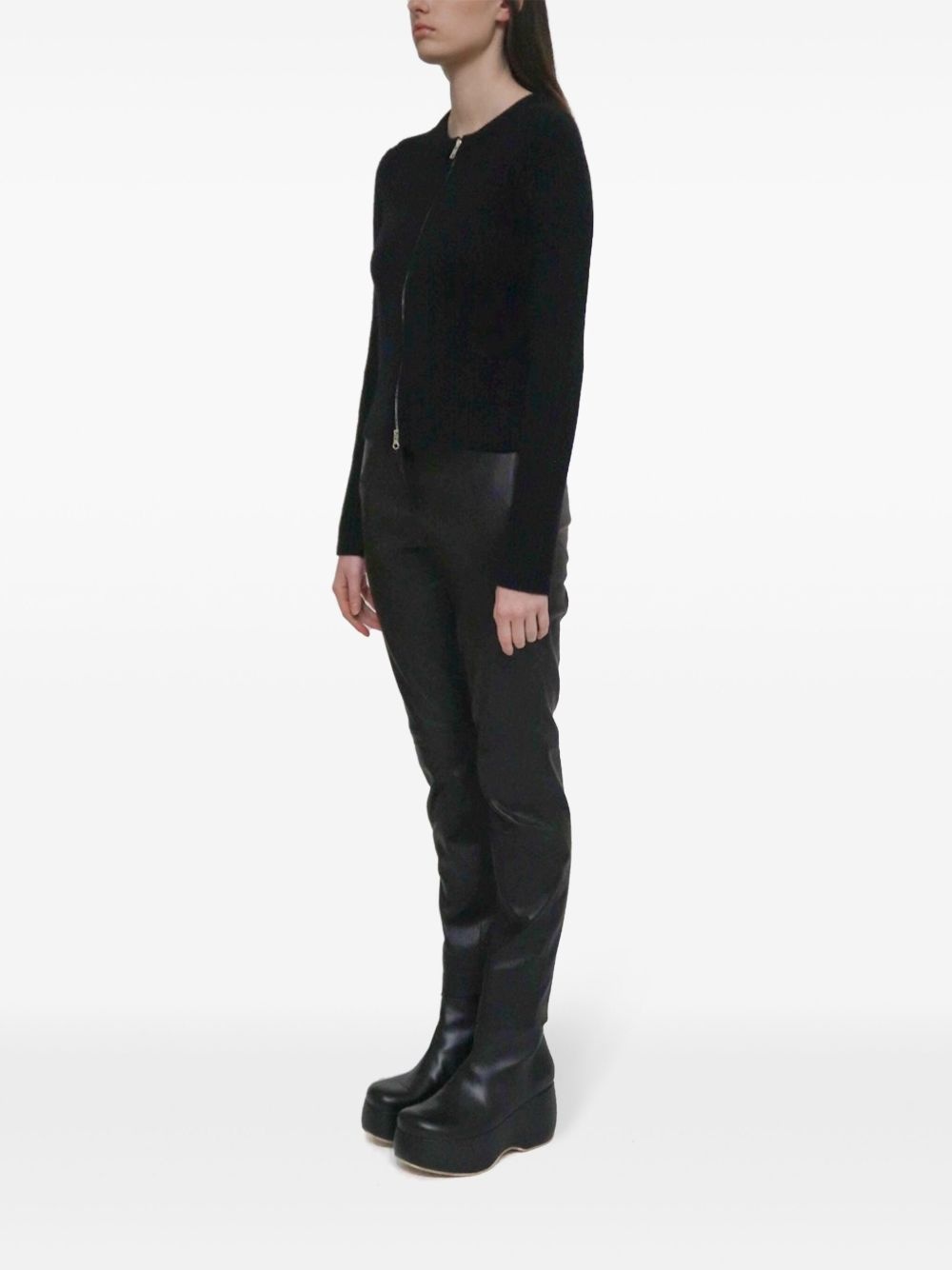 zip-up ribbed knit cardigan - 3