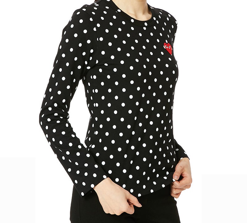 (WMNS) COMME des GARCONS PLAY Polka Dots Long Sleeves Tee 'Black White' AZ-T165-051-1 - 5