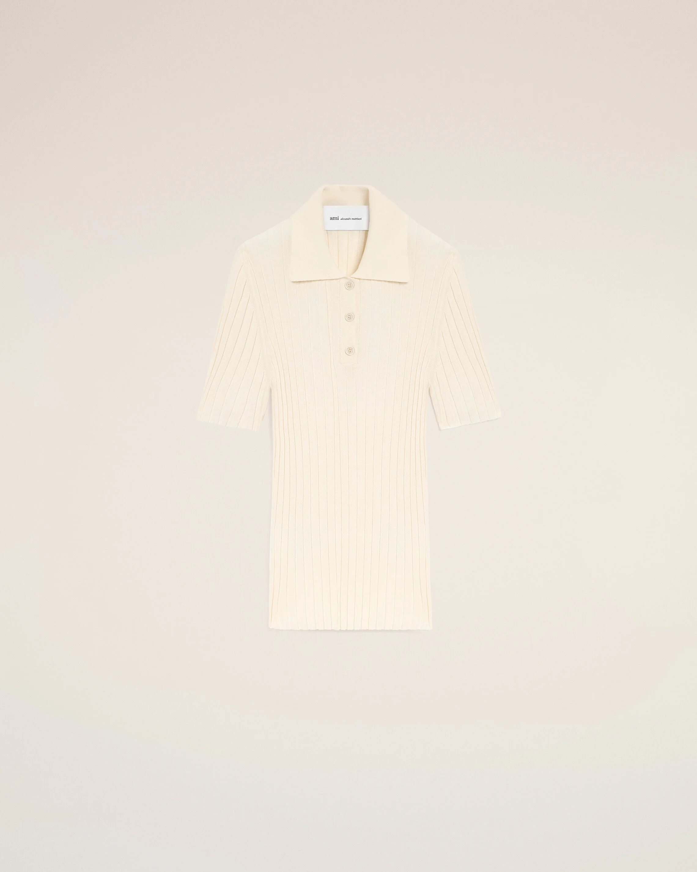WHITE KNIT SHORT SLEEVES POLO - 1