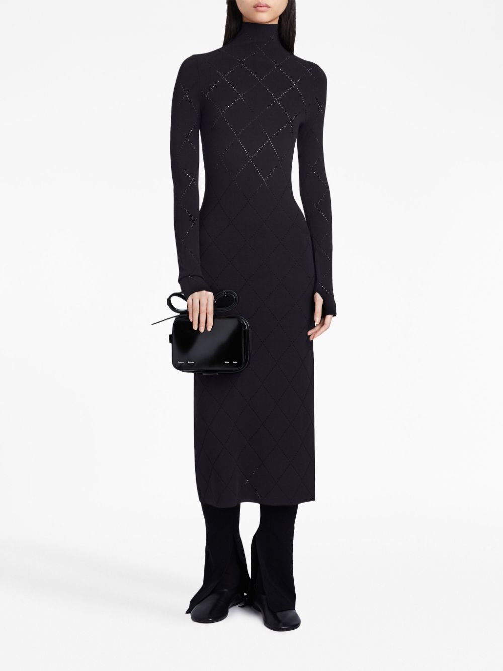 Pointelle Diamonds-knit high-neck midi dress - 2